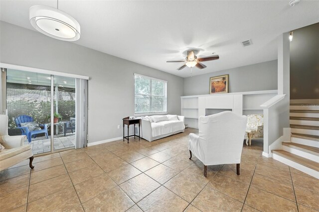 1551 Scarlet Oak Loop Unit B, Winter Garden, FL 34787 - tiled bedroom with access to exterior and a ceiling fan