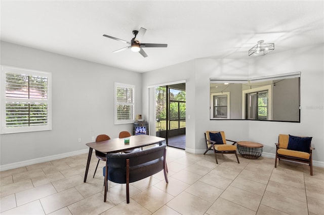 32619 View Haven Ln, Sorrento, FL 32776 - dining space featuring plenty of natural light, light tile patterned floors, and ceiling fan