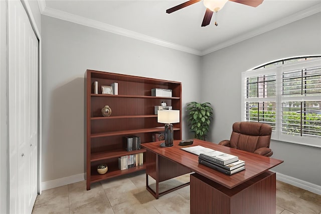 32619 View Haven Ln, Sorrento, FL 32776 - home office with ceiling fan and crown molding