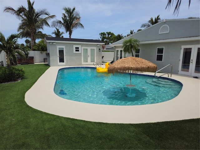 142 Reef Rd, South Daytona, FL 32119 - view of pool with french doors and a patio