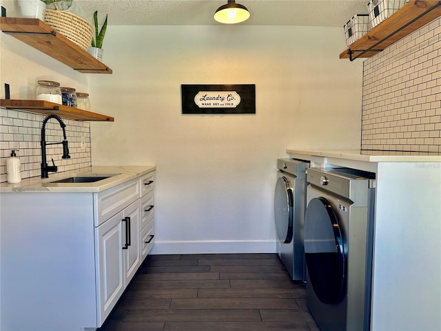 142 Reef Rd, South Daytona, FL 32119 - washroom featuring washer and dryer and dark wood-style floors
