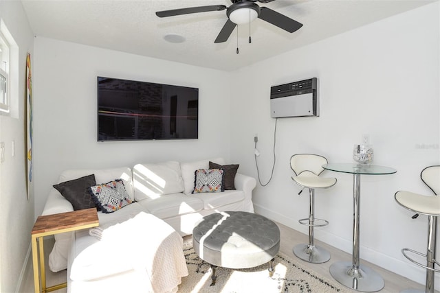 142 Reef Rd, South Daytona, FL 32119 - living room with a wall mounted AC and a ceiling fan