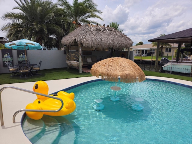 142 Reef Rd, South Daytona, FL 32119 - view of swimming pool with a gazebo and a patio