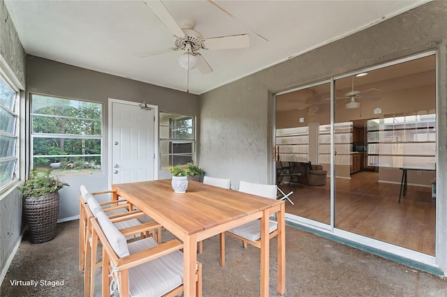 1384 La Paloma Cir, Winter Springs, FL 32708 - sunroom / solarium featuring ceiling fan and outdoor dining area
