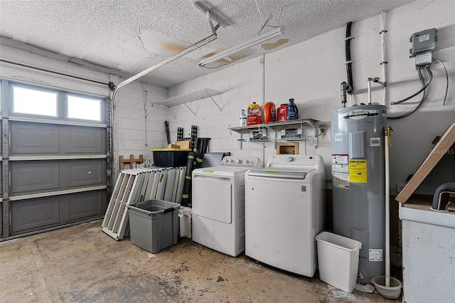 1384 La Paloma Cir, Winter Springs, FL 32708 - garage featuring washing machine and dryer, water heater, and concrete block wall