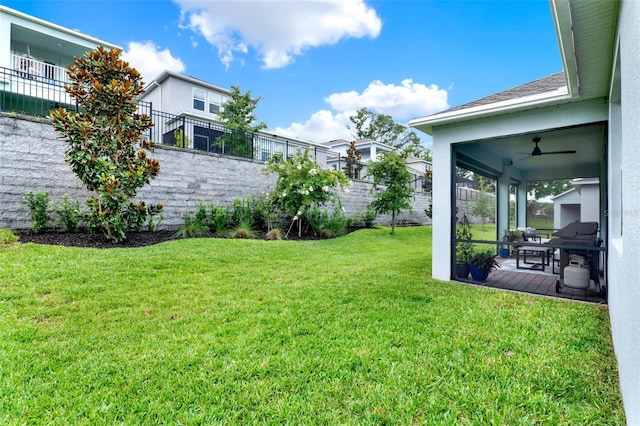 1219 Foltz Loop, Oakland, FL 34787 - view of yard featuring a ceiling fan and a patio