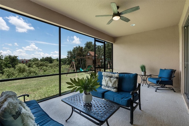 13851 Jomatt Loop, Winter Garden, FL 34787 - sunroom with a ceiling fan