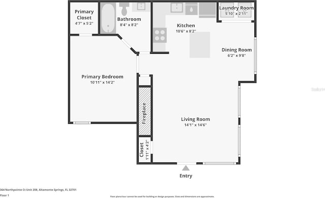 364 Northpointe Ct Unit 208, Altamonte Springs, FL 32701 - view of room layout
