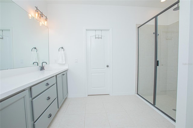 786 Steerview St, Saint Cloud, FL 34771 - full bathroom featuring vanity, tile patterned flooring, and a shower stall