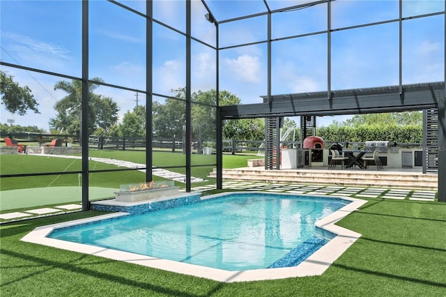 15350 Arabian Way, Montverde, FL 34756 - swimming pool with area for grilling, a yard, and a patio