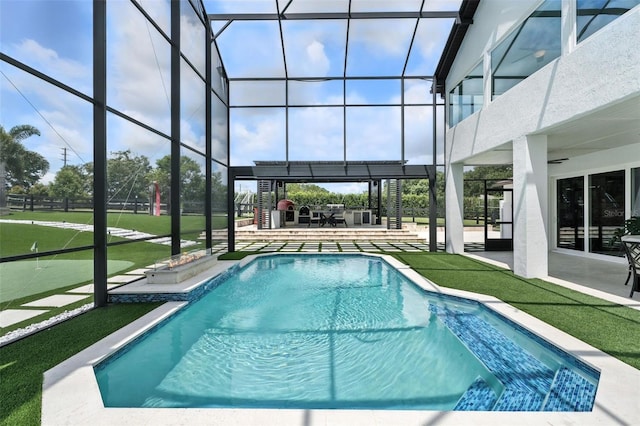 15350 Arabian Way, Montverde, FL 34756 - outdoor pool featuring a putting green and a patio