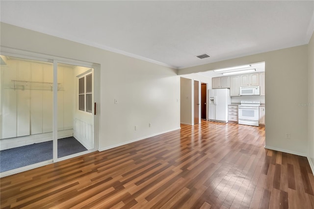 877 Great Bend Rd, Altamonte Springs, FL 32714 - unfurnished living room with dark wood finished floors and crown molding