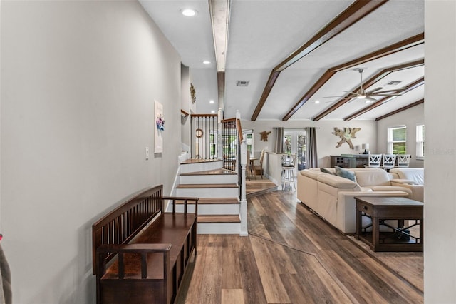 11815 Lake Susan, Clermont, FL 34711 - stairs with a ceiling fan, wood finished floors, and recessed lighting