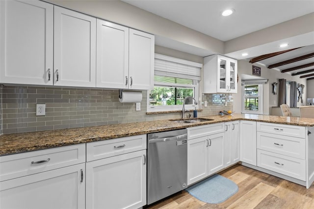 11815 Lake Susan, Clermont, FL 34711 - kitchen with dishwasher, light wood-type flooring, white cabinets, plenty of natural light, and recessed lighting
