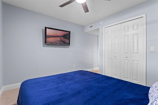 11815 Lake Susan, Clermont, FL 34711 - unfurnished bedroom with carpet flooring, ceiling fan, and a closet