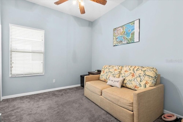 523 Lake Davenport Cir, Davenport, FL 33837 - sitting room featuring a ceiling fan and carpet