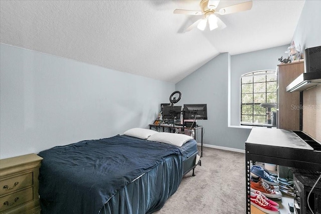 523 Lake Davenport Cir, Davenport, FL 33837 - bedroom with light colored carpet, lofted ceiling, and a ceiling fan