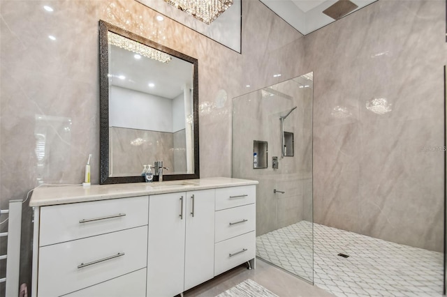15715 Trousdale St, Clermont, FL 34715 - full bath with tile walls, vanity, and walk in shower
