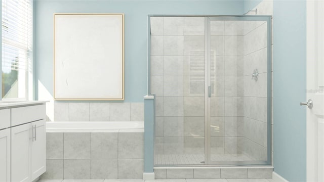 2359 Rider Rain Ln, Apopka, FL 32703 - bathroom with a stall shower, a bath, and vanity