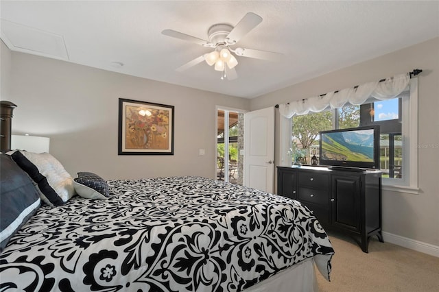 9070 Ron Den Ln, Windermere, FL 34786 - bedroom featuring light carpet, multiple windows, and ceiling fan