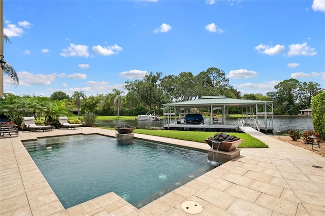 9070 Ron Den Ln, Windermere, FL 34786 - swimming pool featuring boat lift, a boat dock, a patio area, and area for grilling