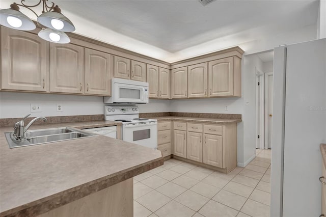 1238 Palmetto Rd, Eustis, FL 32726 - kitchen with white appliances, light brown cabinets, and light tile patterned floors