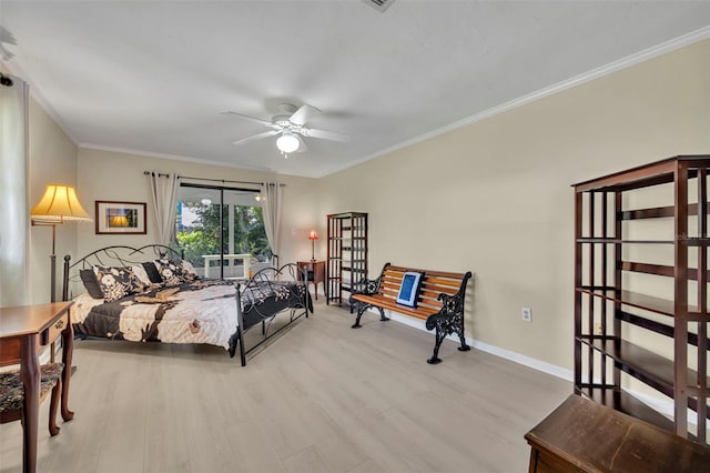 1238 Palmetto Rd, Eustis, FL 32726 - bedroom with wood finished floors, ornamental molding, and a ceiling fan