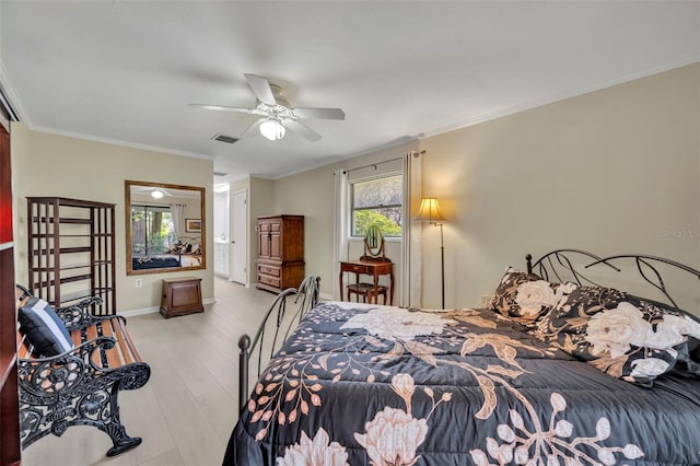 1238 Palmetto Rd, Eustis, FL 32726 - bedroom featuring light wood finished floors, ornamental molding, and ceiling fan