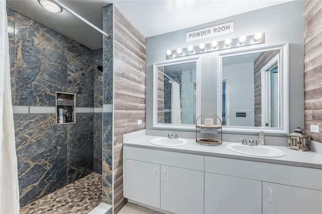 4045 Simkins Ave, North Port, FL 34286 - bathroom featuring walk in shower and double vanity