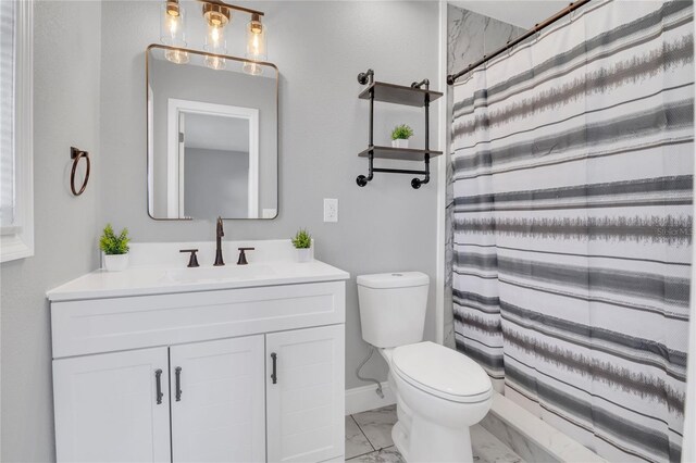 5904 Altec Rd, Orlando, FL 32808 - full bath featuring marble look tile flooring, vanity, and a shower with curtain