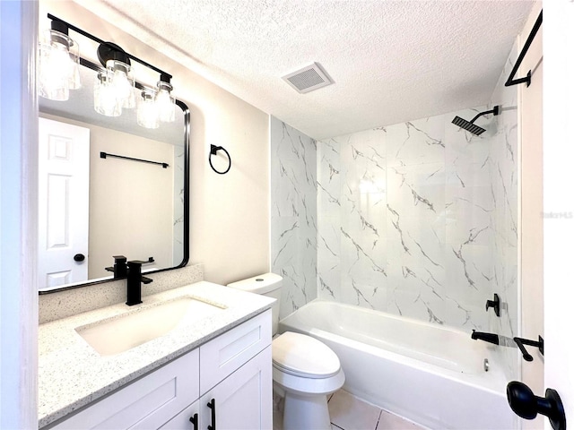 4219 Chateau Rd, Orlando, FL 32808 - bathroom featuring vanity, shower / bathtub combination, a textured ceiling, and tile patterned floors