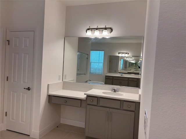 7260 Dilly Lake Ave, Groveland, FL 34736 - full bath featuring tile patterned flooring, vanity, and a textured wall
