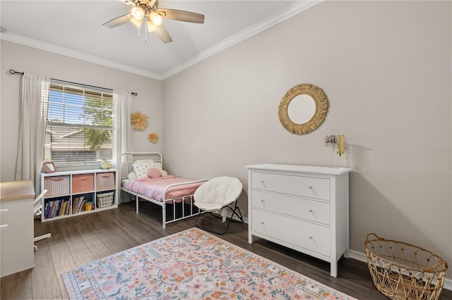 2018 Bay Clover Dr, Winter Garden, FL 34787 - bedroom featuring crown molding, wood finished floors, and ceiling fan