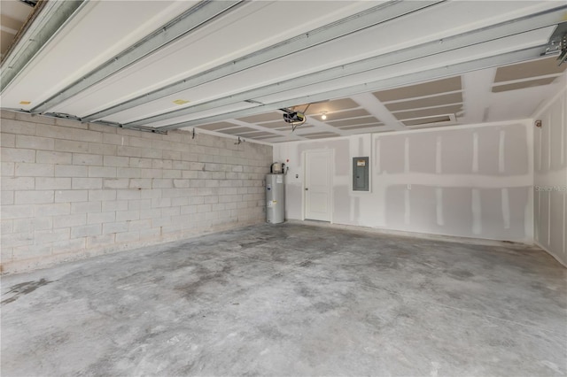 40 Briarvue Ln, Palm Coast, FL 32137 - garage featuring electric panel, a garage door opener, electric water heater, and concrete block wall