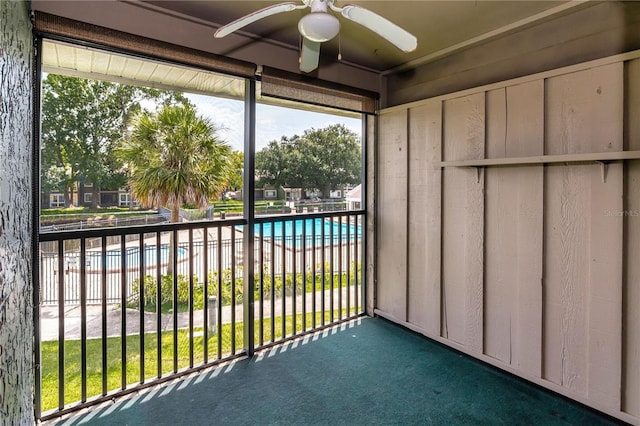6019 Windhover Dr Unit C10-2, Orlando, FL 32819 - balcony with view of pool area and ceiling fan