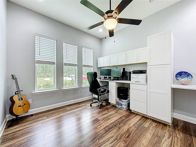 297 Shadow Ridge Trl, Ponte Vedra, FL 32081 - office space featuring ceiling fan, wood finished floors, a textured ceiling, and recessed lighting
