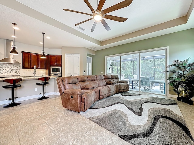 297 Shadow Ridge Trl, Ponte Vedra, FL 32081 - living area featuring ceiling fan, light tile patterned floors, and recessed lighting