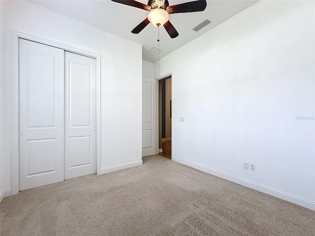 297 Shadow Ridge Trl, Ponte Vedra, FL 32081 - unfurnished bedroom with light colored carpet, a closet, and ceiling fan