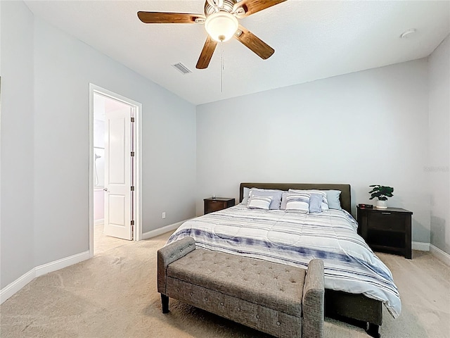 297 Shadow Ridge Trl, Ponte Vedra, FL 32081 - bedroom with light carpet, ceiling fan, and connected bathroom