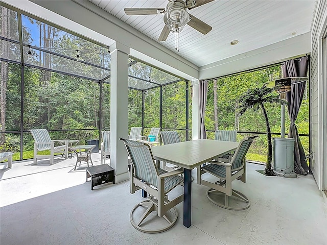 297 Shadow Ridge Trl, Ponte Vedra, FL 32081 - sunroom featuring ceiling fan and outdoor dining space