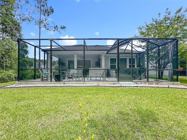 297 Shadow Ridge Trl, Ponte Vedra, FL 32081 - rear view of house featuring a yard, a patio area, and a lanai