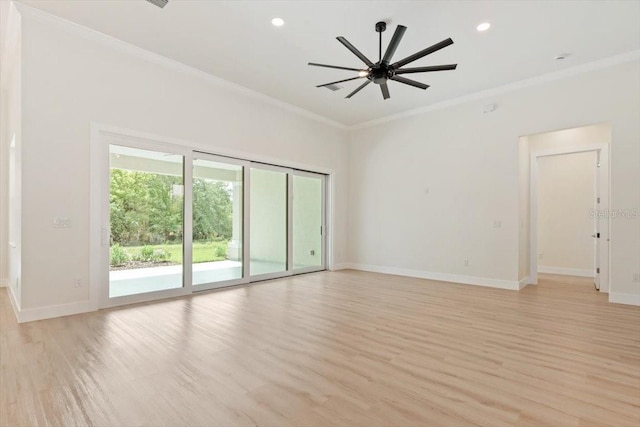 17 Old Oak Dr N, Palm Coast, FL 32137 - unfurnished room with crown molding, light wood-type flooring, recessed lighting, and a ceiling fan