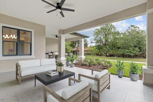 17 Old Oak Dr N, Palm Coast, FL 32137 - view of patio / terrace with a ceiling fan and an outdoor living space