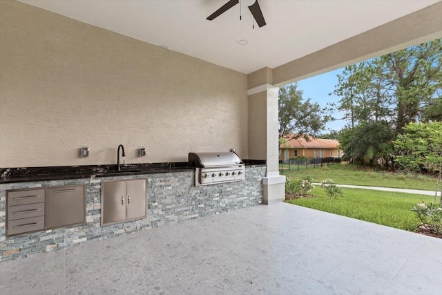 17 Old Oak Dr N, Palm Coast, FL 32137 - view of patio featuring an outdoor kitchen and ceiling fan