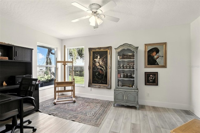 960 Falls Trl, Malabar, FL 32950 - office featuring light wood-style floors, ceiling fan, and a textured ceiling