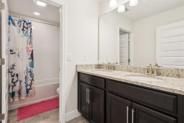 1833 Benoit Ter, Davenport, FL 33837 - bathroom with double vanity and shower / bathtub combination with curtain