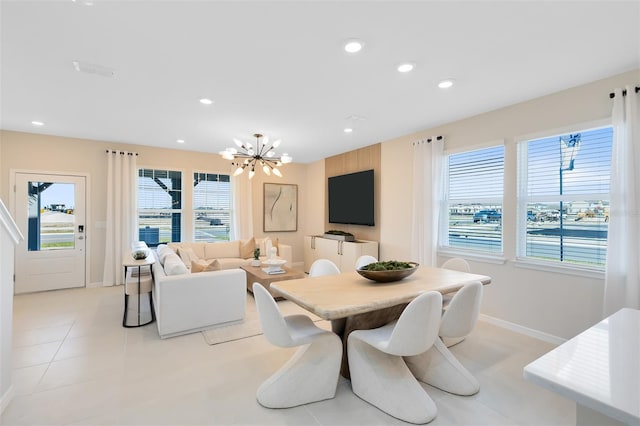 2302 Southbury Dr, Kissimmee, FL 34744 - dining space featuring a chandelier and recessed lighting