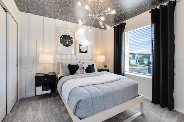 2302 Southbury Dr, Kissimmee, FL 34744 - carpeted bedroom featuring multiple windows and a chandelier