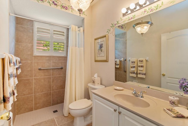 4216 Fawn Meadows Cir, Clermont, FL 34711 - full bathroom with vanity, tiled shower, and tile patterned floors