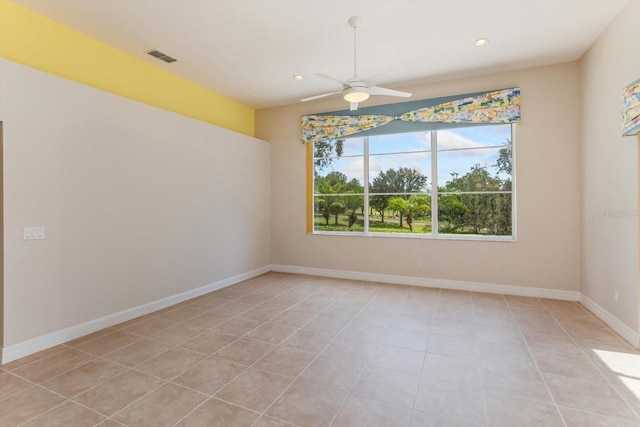 4216 Fawn Meadows Cir, Clermont, FL 34711 - spare room featuring ceiling fan, recessed lighting, and light tile patterned flooring
